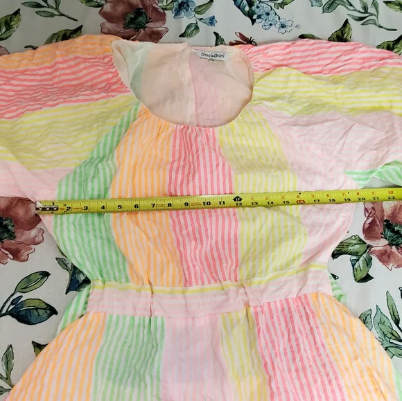 Davi & Dani Neon Bright Striped Romper. XL. - Picture 9 of 14